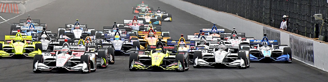 indy cars racing to through the start line Cleveland
