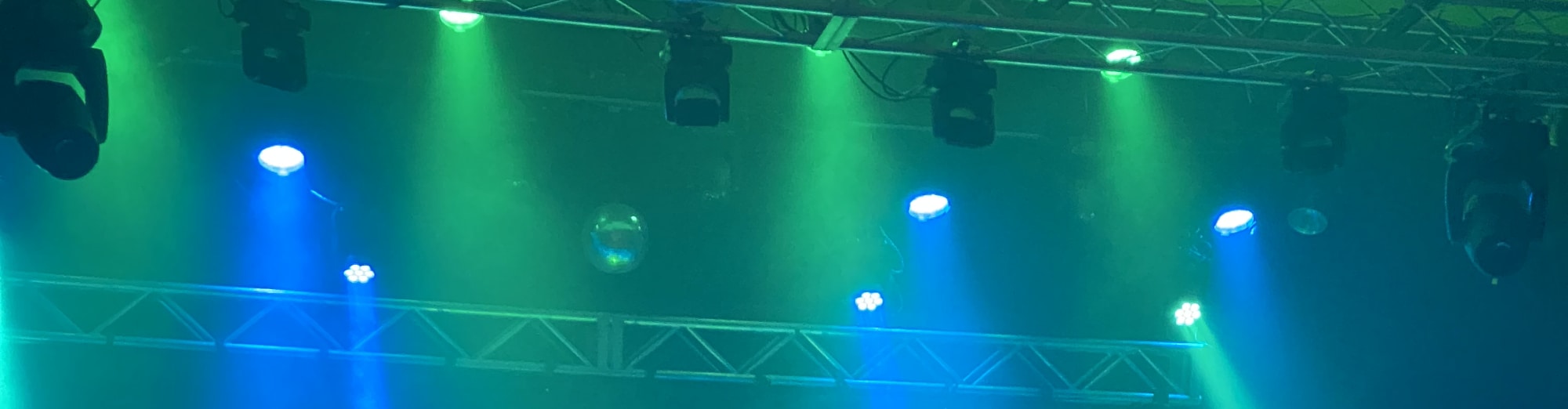 blue and green theater stage lights Cleveland